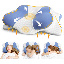 Ортопедична подушка для шиї та плечей - подушка з Memory Foam для сну на спині, боці та животі, ергономічна подушка з підтримкою шиї (66 x 40 x 14 см) - 1 шт.