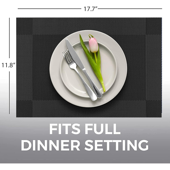 Набір серветок на стіл More Décor, 6 шт., сірий (чорний), PVC-вініл, миючі, термостійкі, для кухні та їдальні