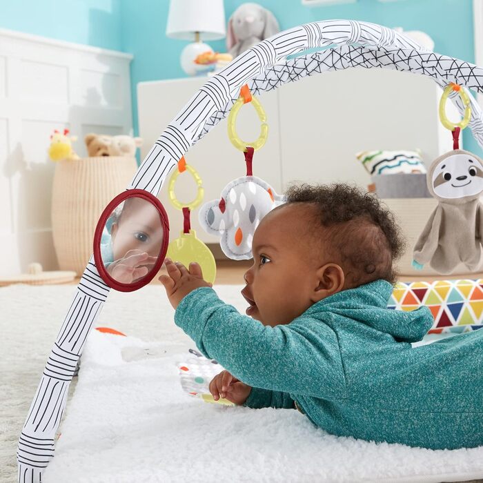 Дитяча ігрова ковдра, м'яка ковдра для повзання з сенсорними іграшками, шість знімних іграшок, дитяче обладнання від народження PERFECT SENSE DELUXE GYM зменшена упаковка, 74 - 5 senses