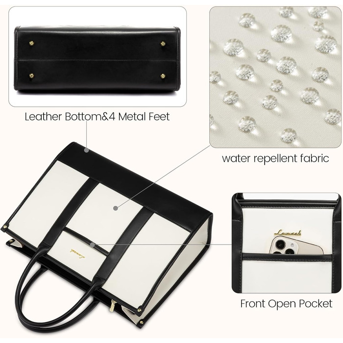 Сумка для ноутбука LOVEVOOK, 17 дюймів, чорно-бежева: водонепроникна, для роботи, навчання, офісу, універсітету, з відділенням для ноутбука