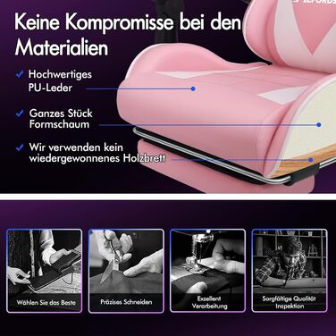 Ігровий крісло Alfordson з регульованою підніжкою, 8 точками масажу, нахилом 150°, PU-шкіра, чорний (Eryx - Рожевий, серія Eryx)