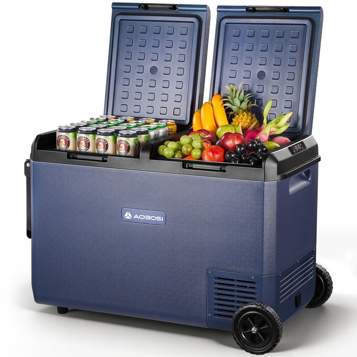 Автомобільний холодильник AAOBOSI 95л: Електричний компресорний бокс, IPX4 водонепроникний, -20°C до +20°C для авто, кемпінгу, подорожей