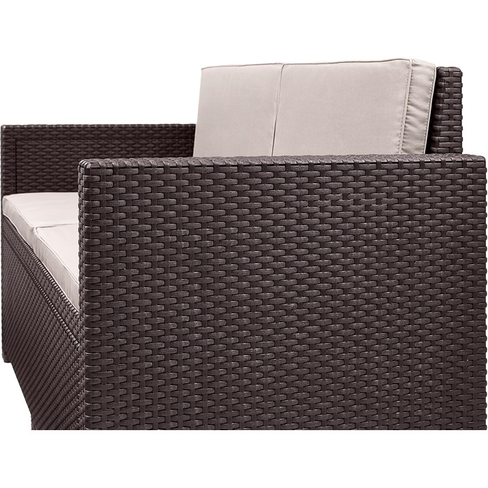 Садовий диван Allibert Victoria 2-місний ротанг коричневий з подушками 129x63x77 см