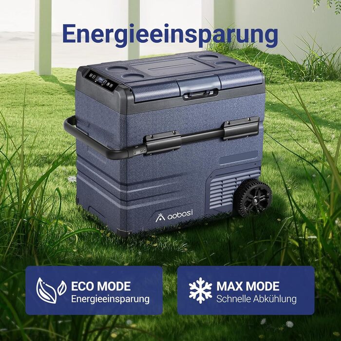 AAOBOSI Компресорна холодильна сумка-холодильник 55L, 12v/230v, з цифровим керуванням температурою, App-керуванням, для кемпінгу, авто, вантажівки, човна, автодому (Блакитний)