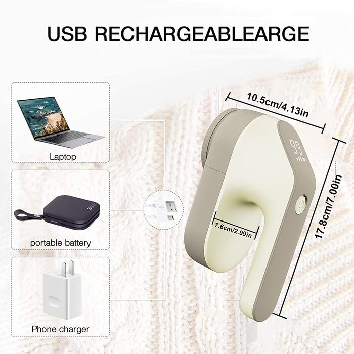 Електричний видалення ворсу для одягу Champagner: бездротовий, з LED-дисплеєм та 3 швидкостями