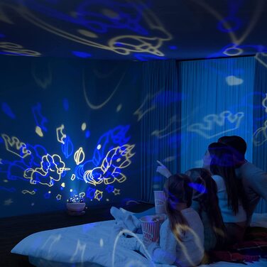 Проектор єдинорога MOERAE, дитячий проектор зоряного неба, 360 обертається проектор динозавра та зірки з 4 проекційними плівками, для дитячої кімнати, Різдвяний декоративний подарунок (рожевий)