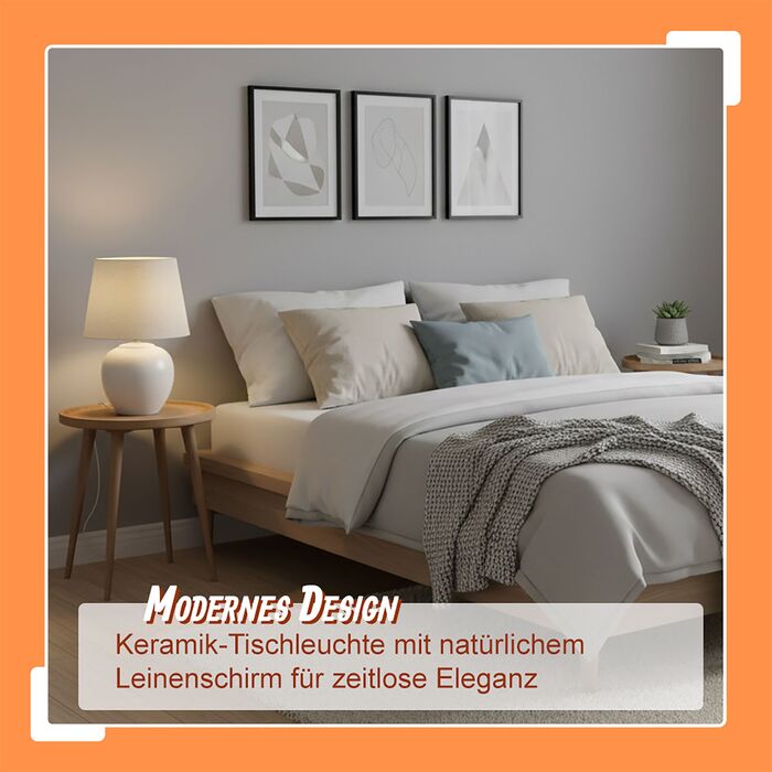 Лампа для столу Relaxdays з тканинним абажуром та керамічним цоколем