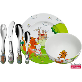 Набір дитячого посуду WMF Peppels 6-piece, нержавіюча сталь, від 3 років, Cromargan, придатний для миття в посудомийній машині