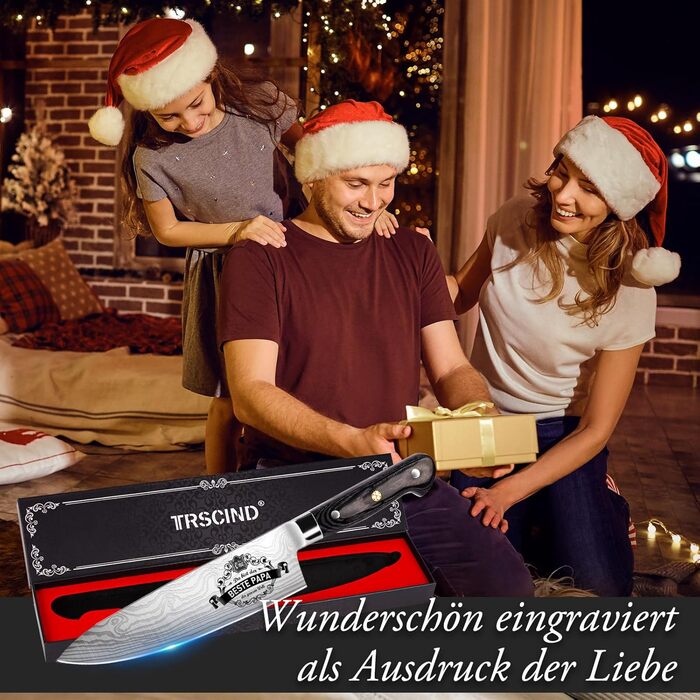 Набір кухонних ножів TRSCIND: професійний шеф-ніж та ніж для кухні з нержавіючої сталі, подарунок на Різдво/День батька для чоловіків/татусів