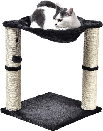 Котяче котяче дерево з будиночком, гамаком, ліжком і котячим скринею, 41 х 51 х 41 см, сірий котячий гамак сірий