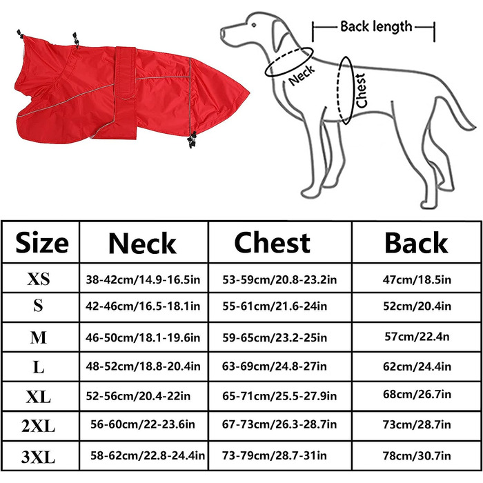 Дощовик, водонепроникний, високий пояс, регульований, для середніх/великих мисливських собак, червоний, L (78см)