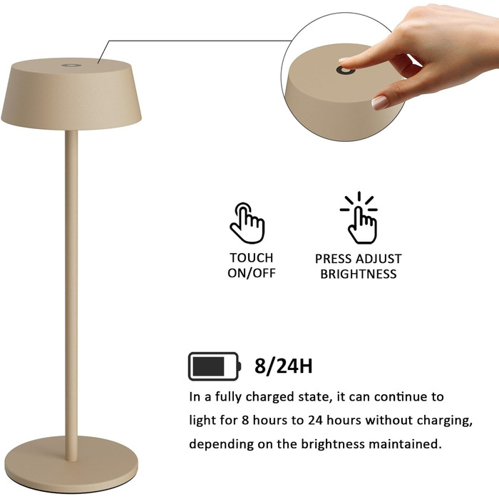 LED акумуляторні настільні лампи K-Bright (2 шт.), тепле біле світло 3000K, диммування, для дому та саду