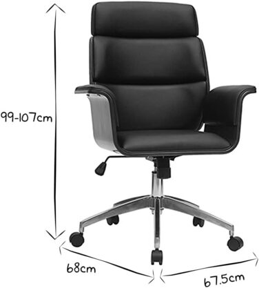 Офісний крісло Miliboo Design, чорний колір, з елементами темного дерева, модель Elon