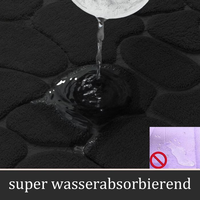 Набір Chakme з 2 килимків для ванної кімнати, піна з ефектом пам'яті, не ковзає, миється, абсорбує, чорний