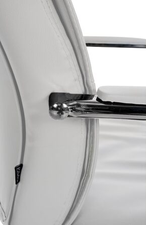 Стілець конференційний Sievert білий з м'якою оббивкою, штучна шкіра, з підлокітниками