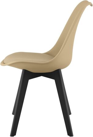 Обідні стільці - Чорні, з м'яким сидінням з екошкіри, поліпропіленові ніжки, сучасний дизайн, набір 4 шт.