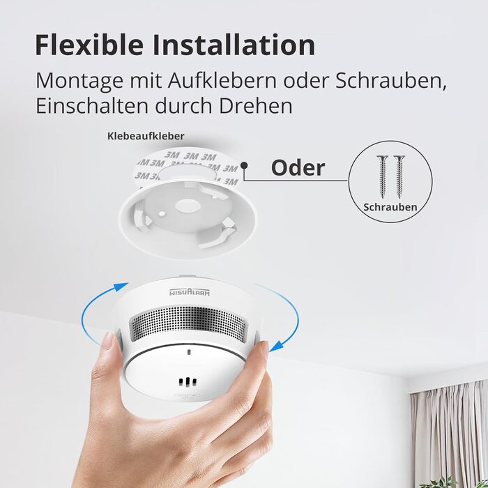 Датчик диму Rauchmelder: 5 шт., батарея на 10 років, для дому, з віддаленим вимкненням та великою кнопкою тестування, EN14604