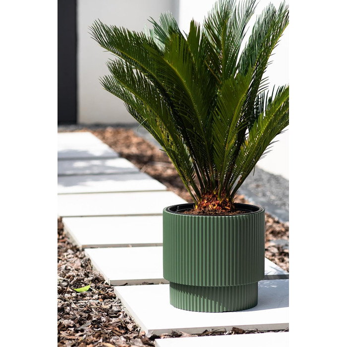 Кашпо для квітів DBMIG з вкладишем, циліндричної форми, біле (36,5 x 29,8 см)