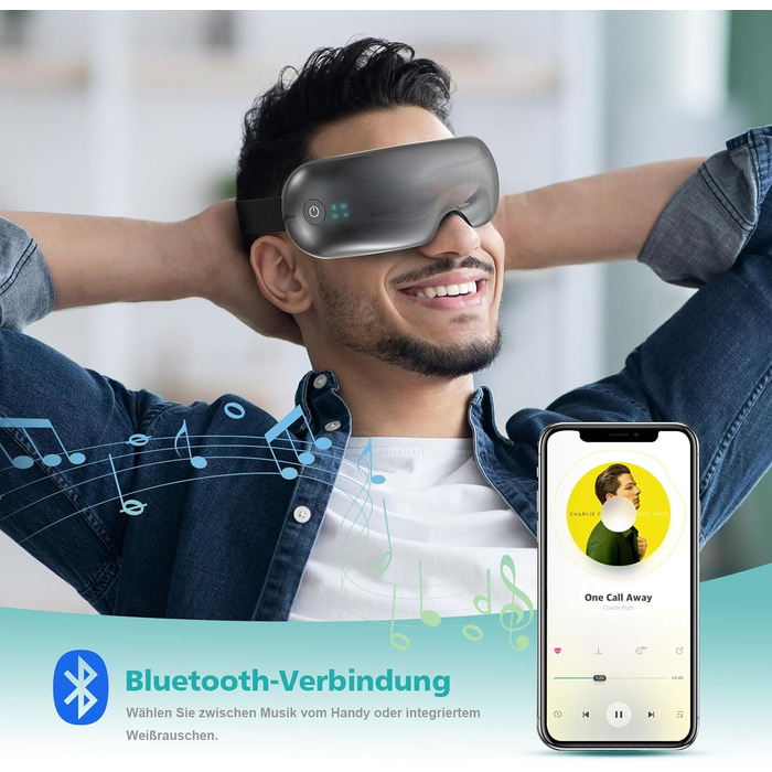 Масажер для очей Aspria® Eyecloud Vision з підігрівом та Bluetooth, видимий дизайн, масаж повітрям, розслаблення очей для втомлених/сухих очей, подарунок для жінок, чоловіків, друзів та сім'ї