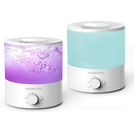 Набір з 2 ультразвукових зволожувачів повітря H1-XIT по 2л, білі, з верхнім наливом та нано-розпиленням для дитячої кімнати, спальні та вітальні