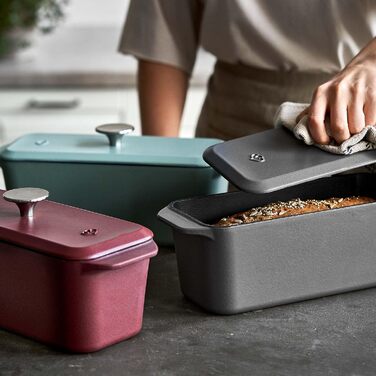 Форма для випічки Springlane з чавуну з кришкою 3L, емальована, для хліба, паштетів та запіканок, 33,5 x 13 см, м'ятного кольору