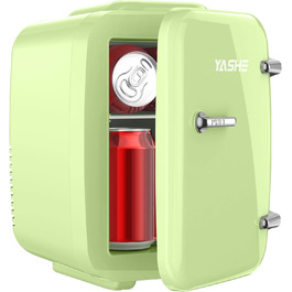 Міні-холодильник YASHE, 4 літри: для косметики, напоїв, 220V/12V, охолодження та підігрів, для спальні, офісу, авто (зелений)