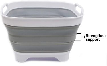 Складаний піддон SAMMART 0L зі зливною пробкою-складна раковина-переносна раковина для посудомийної машини-компактне кухонне відділення для зберігання (білий / сірий, 2)