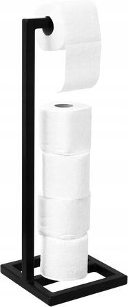 Тримач для туалетного паперу зі змінним тримачем рулону для 4 рулонів туалетного паперу Тримач для туалетного паперу чорний метал 20x56см, тримач для туалетного паперу стоїть без свердління Стильні аксесуари для ванної кімнати