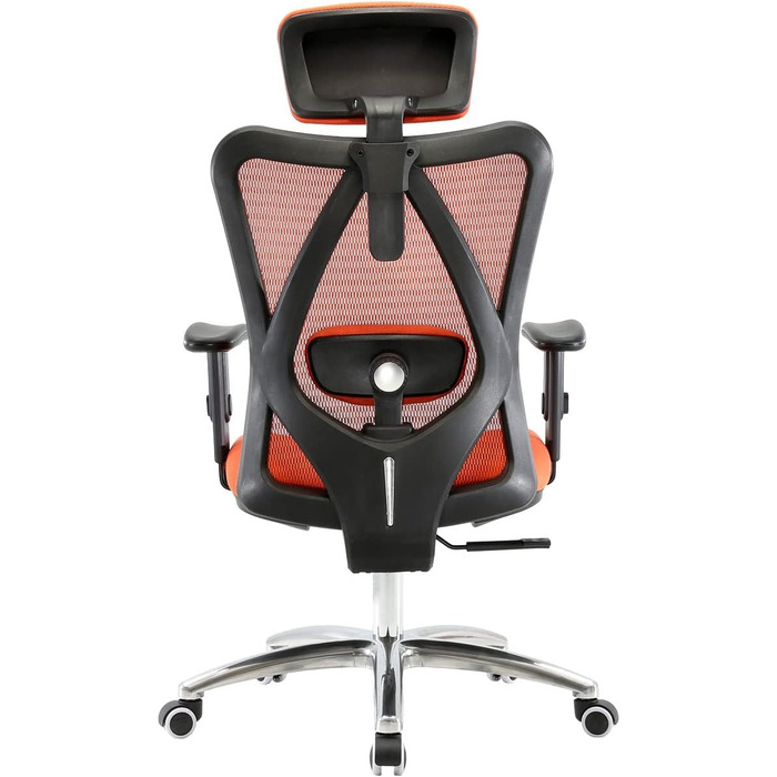 Офісний стіл Mendler HWC-J86, ергономічне крісло, регульована поперекова підтримка, 150 кг, оранжеве