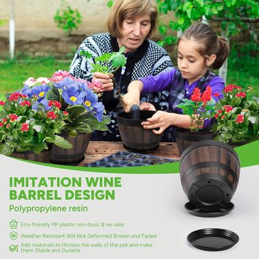 Набір горщиків для квітів Plant Planters: 2 шт. 9/23см та 2 шт. 30.2см, пластик, з дренажем та піддоном, для дому та саду