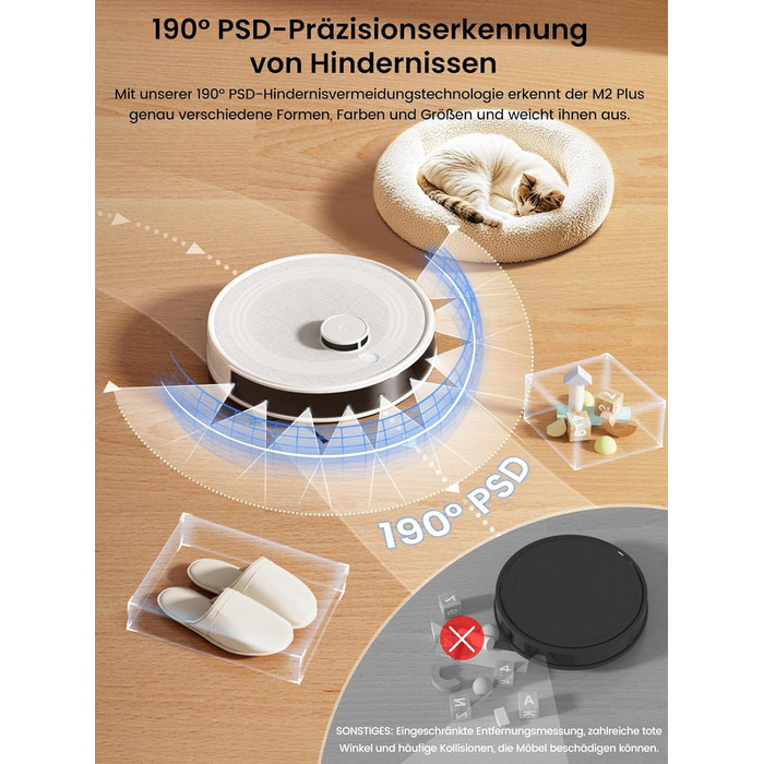 Робот-пилосос LEFANT M2Plus з функцією миття підлоги, 6000Pa, LiDAR-навігація, самоочищення, ідеальний для видалення шерсті тварин