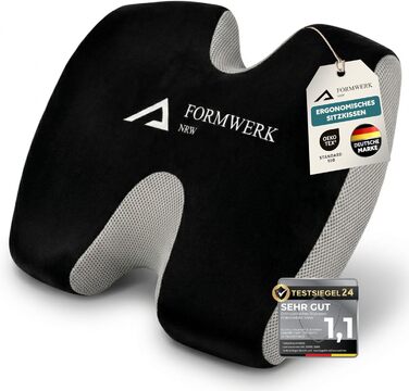 Ортопедична подушка для сидіння - преміум якість, 3D Memory Foam, для офісу та авто, OEKO-TEX-100, чорна (60-100 кг)