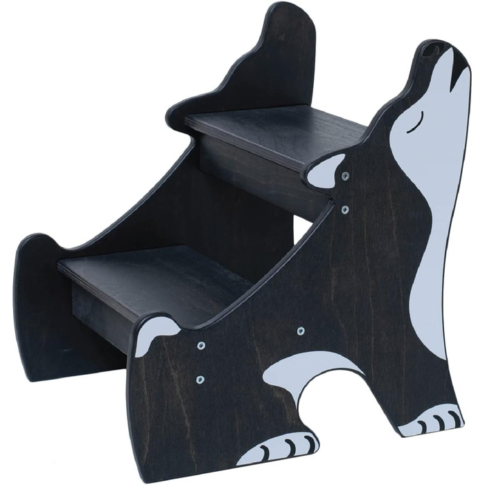 Дитячий триступеневий табурет для ванної кімнати Wild Kids Modern, з дерева, за дизайном Монтессорі (чорний)