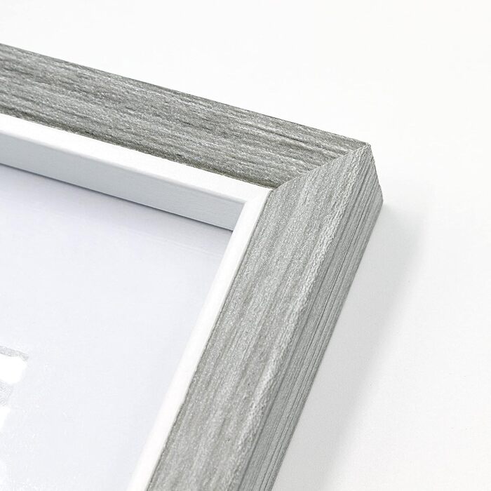 Рамка для фотографій з дерева 20x25 сіро-біла з паспарту 13x18 Modern Deco в стилі кантрі, пошарпана подарункова стіна або робочий стіл, набір з 2 сірих 20x25 см