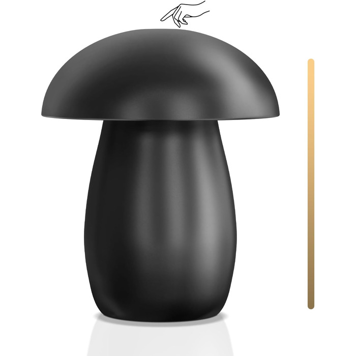 FUYO Pilz Lampe Kabellos: Бездротова лампа-гриб з торшером, сенсорне керування, регулювання яскравості та функція пам'яті, сучасний дизайн для спальні, вітальні та кемпінгу, елегантний чорний колір