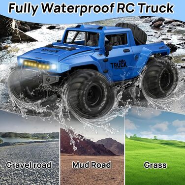 Амфібійний радіокерований позашляховик 1:16, водонепроникний Monster Truck з рюкзаком, світлодіодами та поворотом на 360°