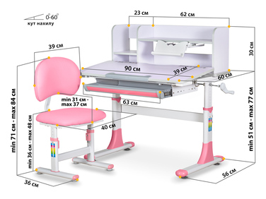 Комплект меблів Evo-kids (стіл+стілець+полиця) BD-22 PN