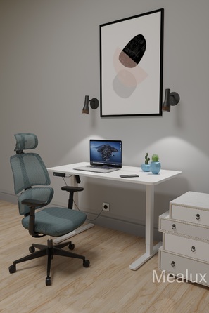 Комплект Mealux PowerDesk Lite White + Leo Air Grey Blue (арт. EVO-201 Lite W/W +Y 546 KBGL)