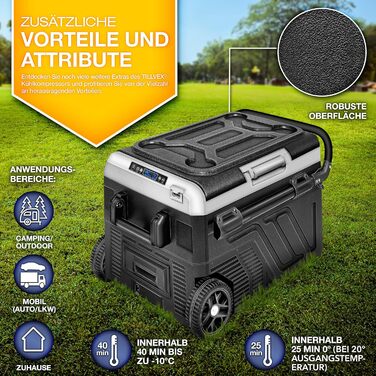 Автомобільний холодильник Tillvex® Kompressor 40-60л з Wi-Fi, 12/24V/230V, до -20°C для авто, вантажівок, кемпінгу