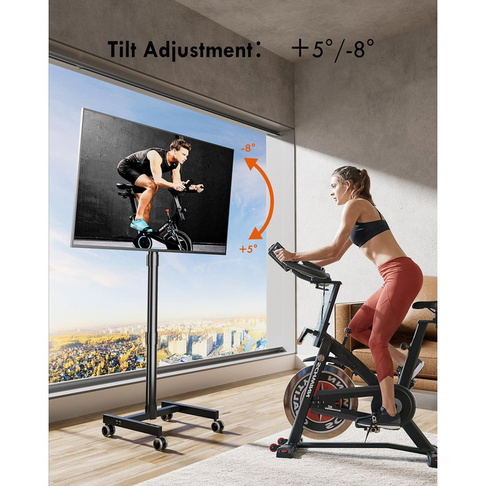 Мобільний підставка для телевізора на колесах FORGING MOUNT, 23-60 дюймів, регулювання висоти та нахилу, VESA 400x400, до 40 кг