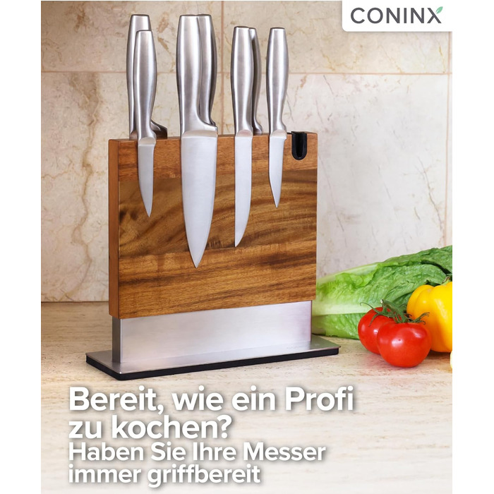 Магнітний тримач для ножів Coninx | Тримач для кухонних ножів з акціїї | Двосторонній, антиковзний