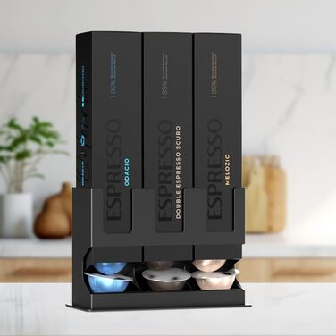 Диспенсер для капсул Nespresso Vertuo GalvanoX (3 шт.), органайзер для стільниці, сталевий, вміщує 3 смаки (30 капсул)