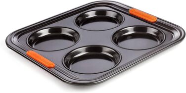 Форма для випічки Yorkshire від LE CREUSET, 12 шт., діаметр 7 см, з антипригарним покриттям, для закваски, з вуглецевої сталі, антрацит/помаранчевий