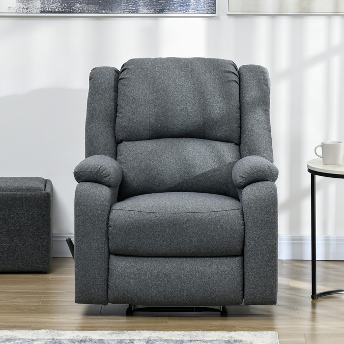 HOMCOM Recliner Ручна вантажопідйомність до 150 кг Льон Реклайнер для телевізора Реклайнер для телевізора з бічною ручкою та підставкою для ніг