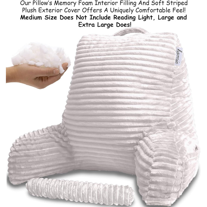 Подушка-гніздо Homie з підставкою для зап'ястя, підлокітниками та спинкою для відпочинку, читання, роботи за ноутбуком та перегляду телевізора (біла) Medium 43x76 см, білий колір