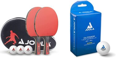 Набір для настільного тенісу JOOLA Duo Carbon 2 ракетки для настільного тенісу 3 м'ячі для настільного тенісу чохол для настільного тенісу, червоний / чорний, з 6 предметів (комплект з м'ячами для настільного тенісу, 12 шт., білий)