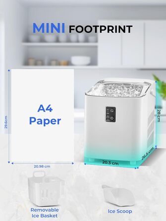 Машина для приготування льоду FOHERE: швидке приготування, 14 кг/24 год, 2 розміри, самоочищення, для кухні, офісу, бару, вечірки