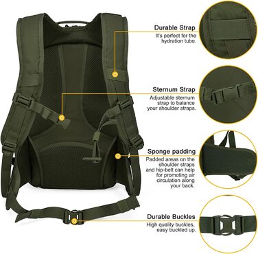 Рюкзак Mardingtop 28L, тактичний похідний рюкзак, рюкзаки, похідні рюкзаки для активного відпочинку, похідні рюкзаки для кемпінгу, подорожей (28L, новий армійський)