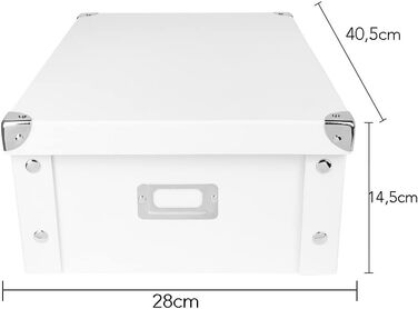Ідеї з коробками для оздоблення серця Набір з 3 Коробка для зберігання з кришкою складний з картону та металу кожен 40,5 см х 28 см х 14,5 см (білий)