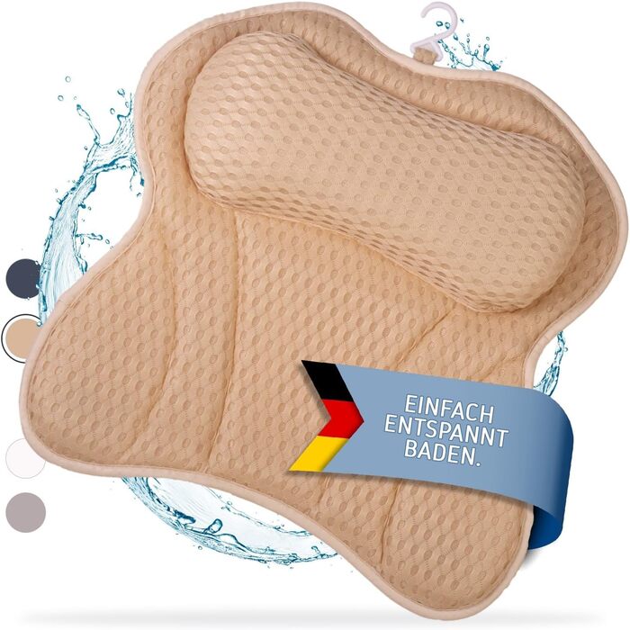 Преміум подушка для ванни з підголовником та підтримкою шиї | Ергономічна подушка для ванни з присосками | Синій (Sandy)